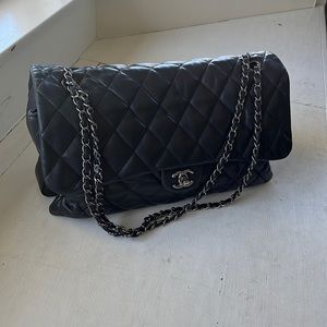Chanel Jumbo Maxi Black Lambskin 3 Accordion flap bag